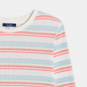 Okaidi T-shirt manches longues cotele raye rose fille