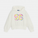Okaidi Sweat a capuche brode blanc fille