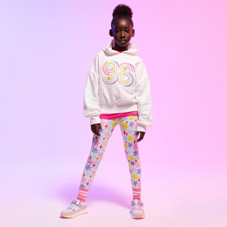 Okaidi Sweat a capuche brode blanc fille