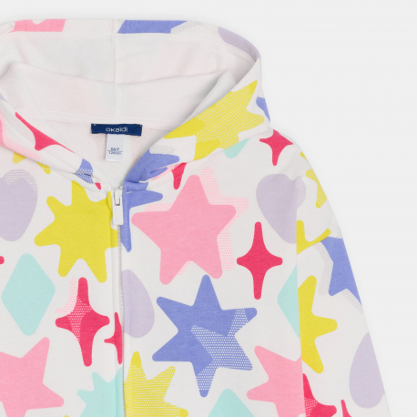 Okaidi Sweat zippe a capuche etoiles multicolore fille