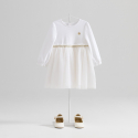 Obaibi Robe chic bi-matiere blanche bebe fille