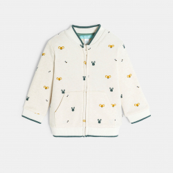 Obaibi Sweat zippe teddy beige a motif animalier bebe garcon