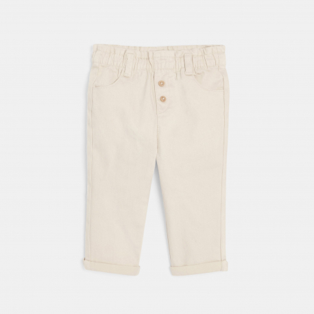 Obaibi Παντελόνι ψηλόμεσο μπεζ, για μωρά κοριτσάκια