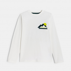 Okaidi Μπλούζα λευκή με μοτίφ για αγόρια