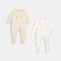 Obaibi Φορμάκι ύπνου από μακό με μοτίφ ζωάκια, λευκό για μωρά αγοράκια (σετ των 2)