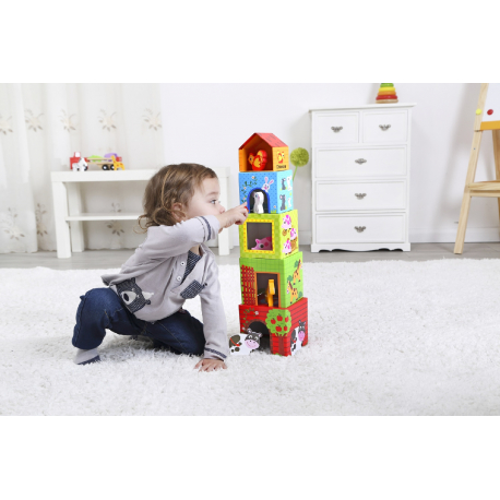 Ξύλινοι κύβοι στοίβαξης TOOKY TOY Nesting Box Farm