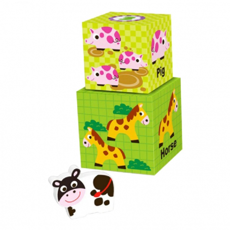 Ξύλινοι κύβοι στοίβαξης TOOKY TOY Nesting Box Farm