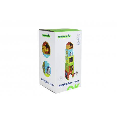 Ξύλινοι κύβοι στοίβαξης TOOKY TOY Nesting Box Farm