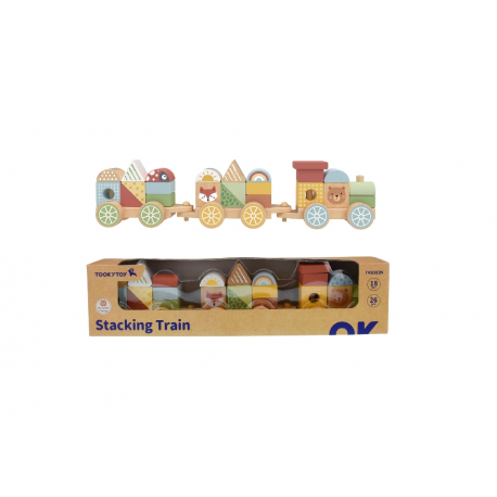 Ξύλινο τρενάκι στοίβαξης TOOKY TOY με τουβλάκια