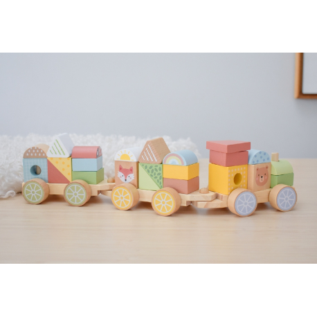 Ξύλινο τρενάκι στοίβαξης TOOKY TOY με τουβλάκια
