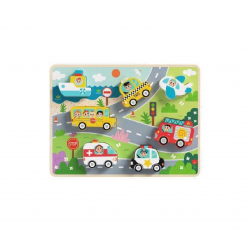 Ξύλινο παζλ με σφηνωμάτων μέσα μεταφοράς TOOKY TOY Chunky Puzzle Transportation