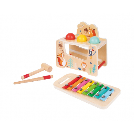 Ξύλινες μπάλες με σφυράκι και ξυλόφωνο TOOKY TOY Pound &amp; Tap Bench