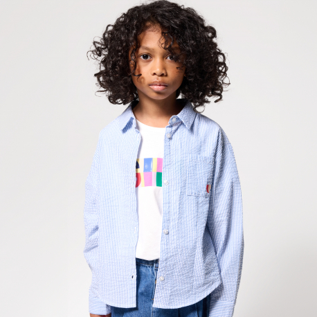 Okaidi Πουκάμισο ριγέ με μοτίφ κεντημένη καρδιά μπλε για κορίτσια
