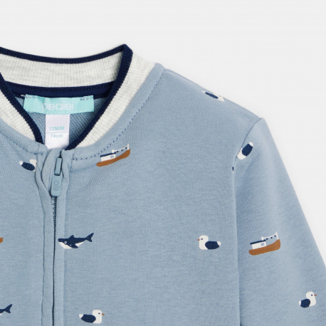 Obaibi Sweat zippe teddy bleu bebe garcon