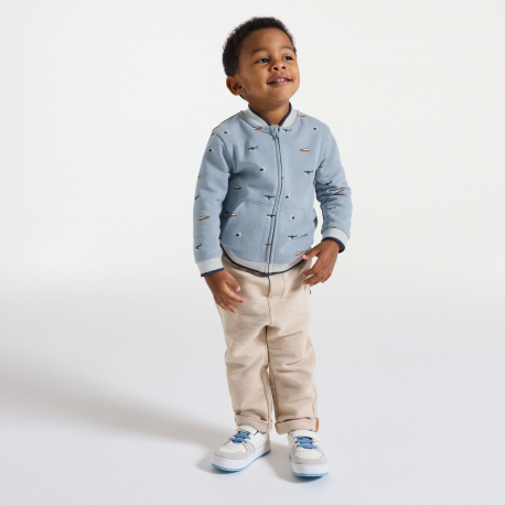 Obaibi Sweat zippe teddy bleu bebe garcon