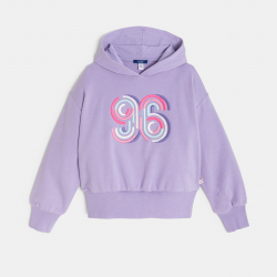 Okaidi Sweat a capuche brode mauve fille