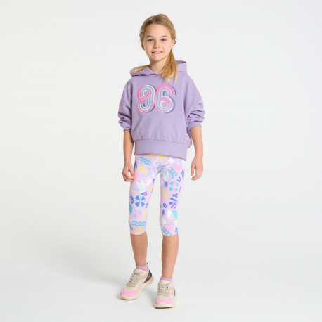 Okaidi Sweat a capuche brode mauve fille