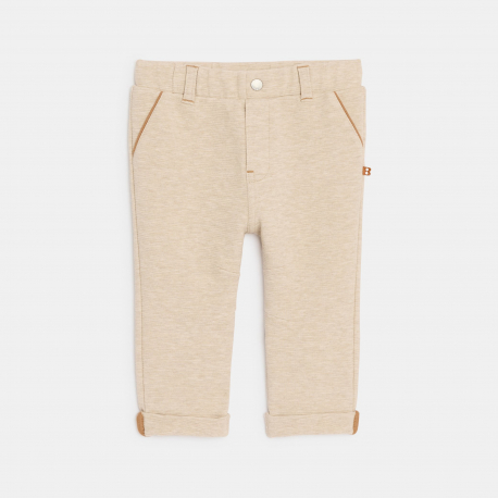 Obaibi Pantalon souple en maille beige bebe garcon
