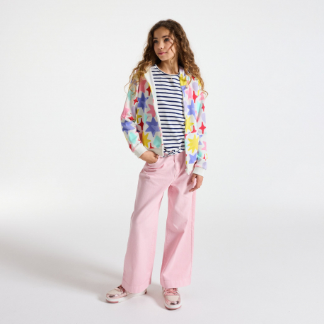 Okaidi Sweat zippe a capuche etoiles multicolore fille