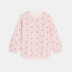 Obaibi Ποδιά δραστηριοτήτων με τυπωμένα λουλούδια ροζ για μωρά κοριτσάκια