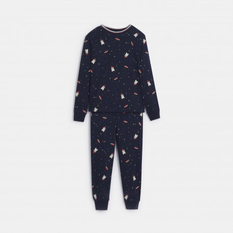 Okaidi Πιτζάμα 2 τεμαχίων από μακό σε ναυτικό μπλε για αγόρια
