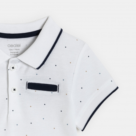 Obaibi Polo en maille a pois blanc bebe garcon