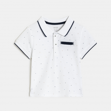 Obaibi Polo en maille a pois blanc bebe garcon