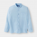 Okaidi Chemise coton et lin bleu garcon