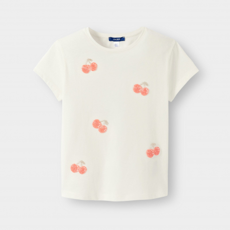 Okaidi T-shirt imprime cerise blanc fille