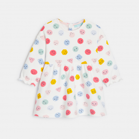 Obaibi Φόρεμα από χνουδωτό ύφασμα ελαφρύ συναισθήματα, λευκό για μωρά κοριτσάκια