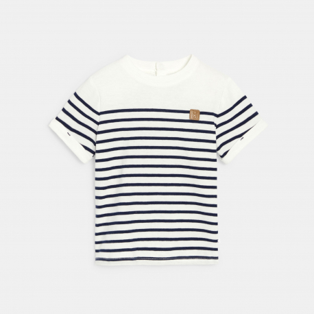 Obaibi T-shirt raye mariniere bleu marine bebe garcon