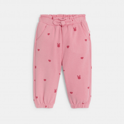 Obaibi Παντελόνι για κορίτσια ροζ με μοτίφ καρδιά