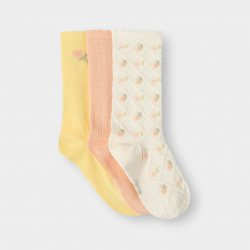 Okaidi Chaussettes fleuries rose fille (lot de 3)