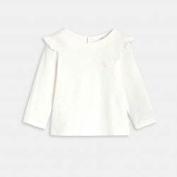 Obaibi Μπλούζα μακρυμάνικη με βολάν, λευκή, για μωρά κοριτσάκια