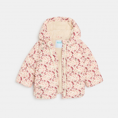 Obaibi Μπουφάν με επένδυση, αδιάβροχο, φλοράλ, ροζ για μωρά κοριτσάκια