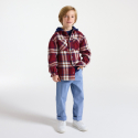 Okaidi Πουκάμισο μπουφάν καρό με κουκούλα κόκκινο για αγόρια