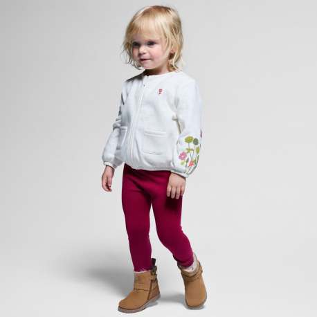 Obaibi Φούτερ με φερμουάρ από χνουδωτό ύφασμα φλοράλ μπεζ για μωρά κοριτσάκια