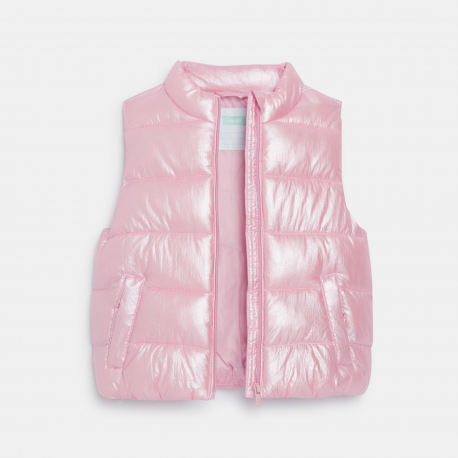 Obaibi Μπουφάν αμάνικο σε ροζ ιριδίζον για μωρά κοριτσάκια