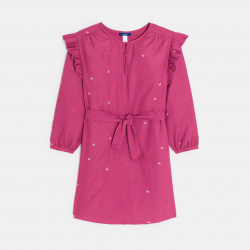 Okaidi Φόρεμα με ζώνη και τυπωμένα σχέδια ροζ για κορίτσια