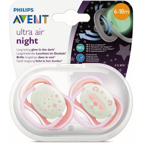 Philips-Avent πιπίλες Ultra Air Night 6-18M, σετ των 2