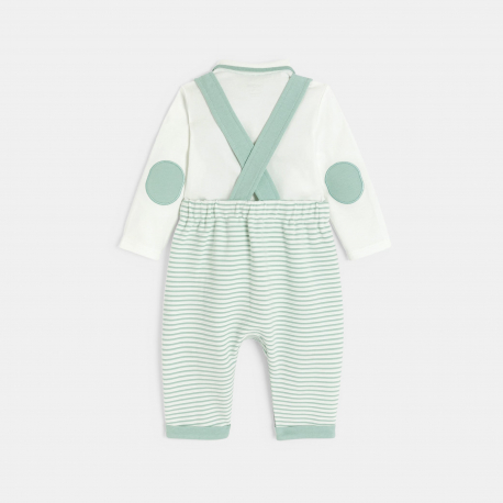 Obaibi Σαλοπέτα μακριά από ριγέ βαμβακερό ύφασμα και πράσινο φορμάκι για μωρά αγοράκια