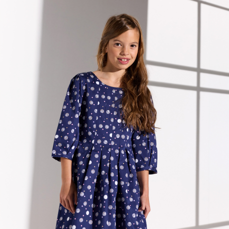 Okaidi Robe bleue a manches bouffantes Fille