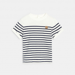 Obaibi T-shirt raye mariniere bleu marine bebe garcon