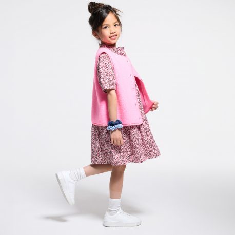 Okaidi Ζακέτα αμάνικη ροζ από χοντρό φλις για κορίτσια