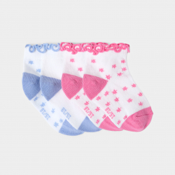 Obaibi Chaussettes basses fleuries blanc bebe fille (lot de 2)