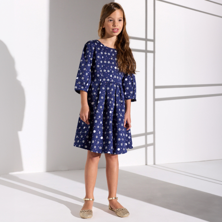 Okaidi Robe bleue a manches bouffantes Fille