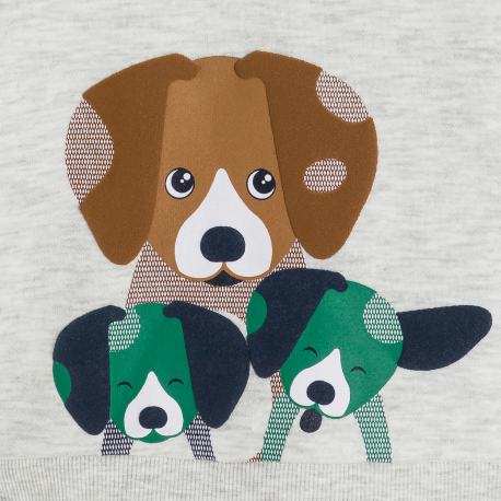 Obaibi Φούτερ από χνουδωτό ύφασμα σκύλος γκρι για μωρά αγοράκια