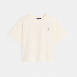 Okaidi T-shirt blanc manches courtes a motif Fille