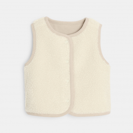 Obaibi Ζακέτα αμάνικη, δύο όψεων από βελούδο, με επένδυση, μπεζ για μωρά κοριτσάκια