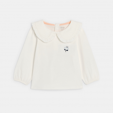 Obaibi Μπλούζα με μεγάλο γιακά λευκή για μωρά κοριτσάκια